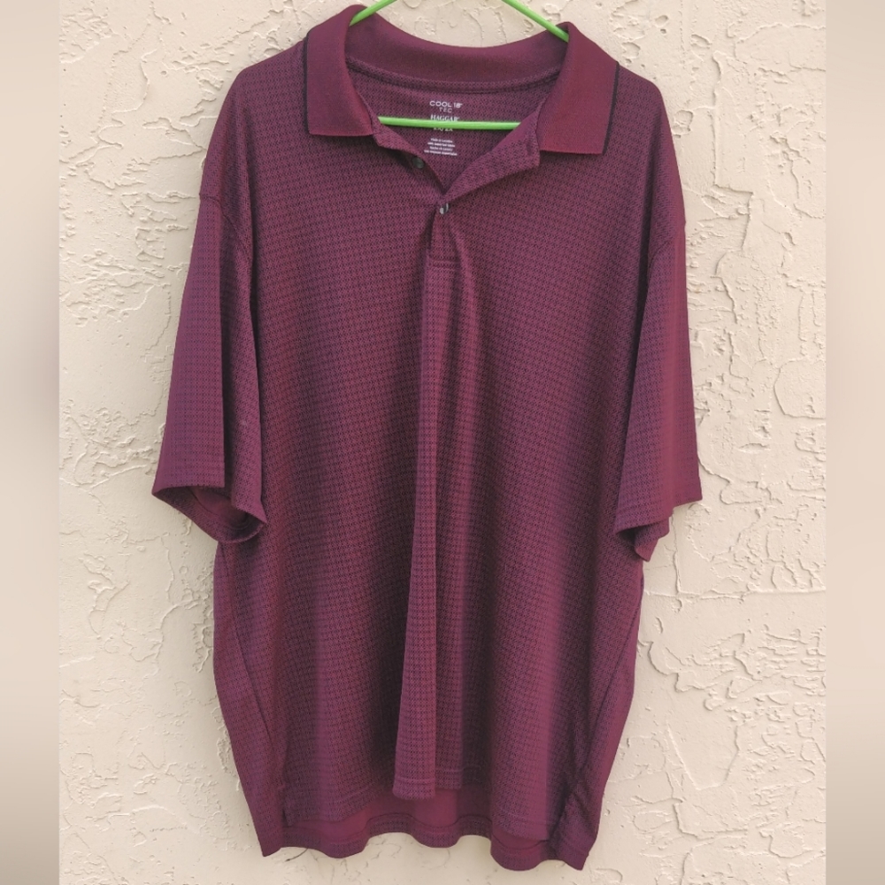 Men's printed red polo shirt